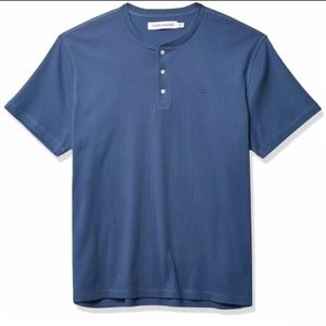 Men's Short Sleeve Henley Ribbed Logo T-Shirt MEDIUM